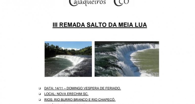 3ª Remada Salto Meia Lua acontecerá no final de semana em Nova Erechim