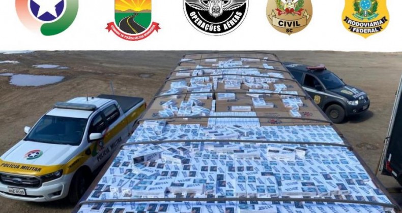 Grande carga de cigarros contrabandeados é apreendida em Chapecó