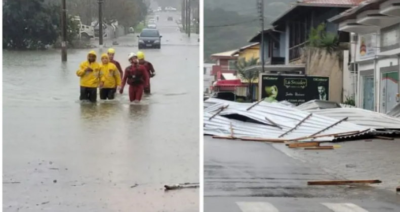 Ciclone deixa rastro de destruição no litoral catarinense