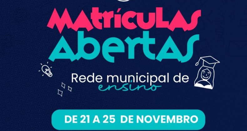 Matrículas na rede municipal iniciam em 21 de novembro