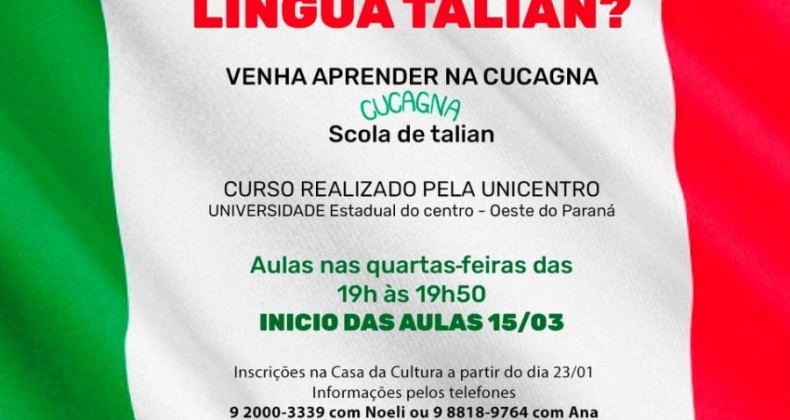 Novaerechinenses terão a oportunidade de aprender a Língua Talian